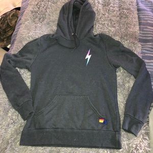 Women’s S Aviator Nation Hoodie Rainbow Lightning bolt USED